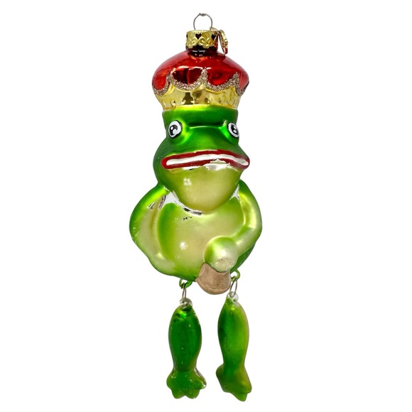 Vintage Kurt Adler Blown Glass Frog Prince Ornament With Dangle Legs RARE - Picture 11 of 11